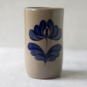 VTG Beaumont Brothers Pottery BBP Salt Glazed Flower Tumbler Vase Cup 4.75" Tall